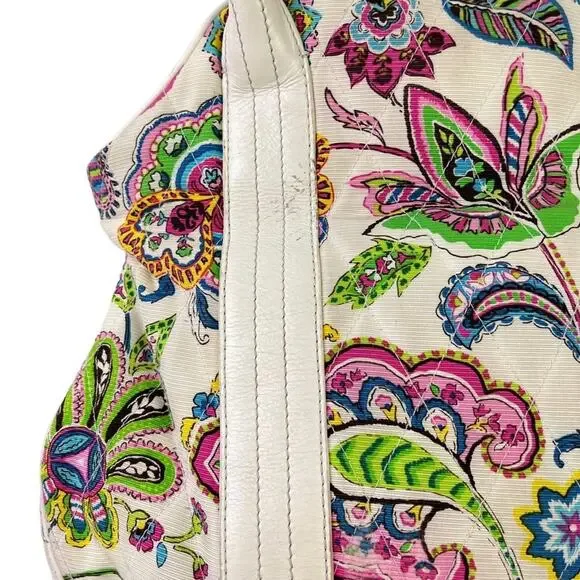 Vera Bradley Palm Beach Gardens Floral Satchel Handbag White Pink Purse Bag - Picture 11 of 16